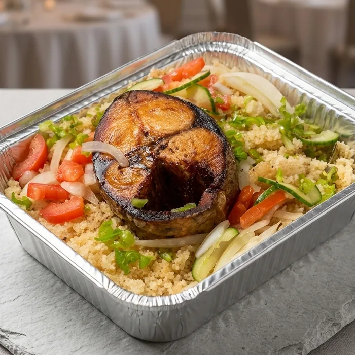 Garba, thon frit et attiéké